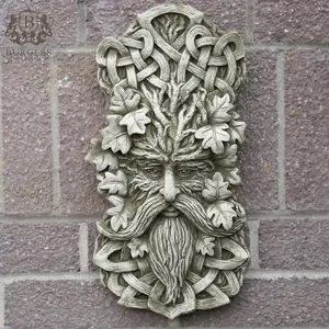 Celtic Greenman Stone Plaque Garden Outdoor Home Statue Decoration Ornament