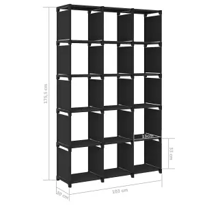 Berkfield 15-Cube Display Shelf Black 103x30x175.5 cm Fabric