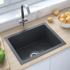 Berkfield Handmade Kitchen Sink Black Stainless Steel