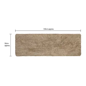 JVL Kensington Machine Washable Cotton Runner Barrier Doormat, 50x150cm, Brown