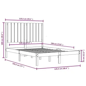 Berkfield Bed Frame White Solid Wood 120x190 cm 4FT Small Double