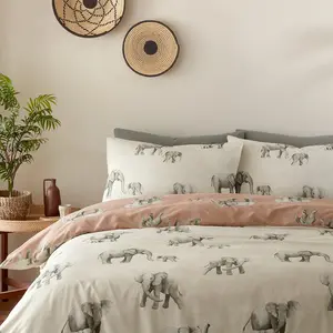 Ella The Elephant Cotton Blend Animal Print Duvet Cover Set with Pillowcases Single - 1 Standard Pillowcase