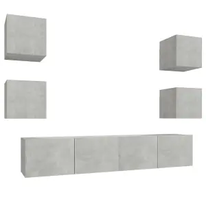 Berkfield 6 Piece TV Cabinet Set Concrete Grey Engineered Wood