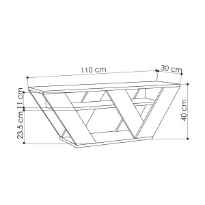 Decortie Pipralla Modern TV Stand Unit with Shelves for Up to 43" TVs White Marble Effect 110cm