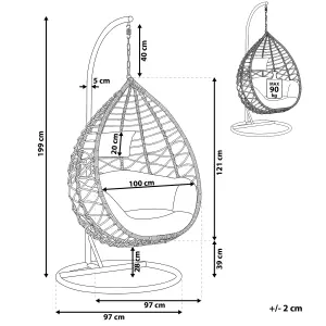 Hanging Chair with Stand ARSITA PE Rattan Grey