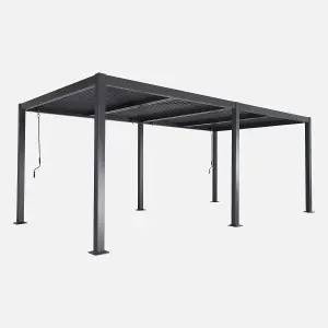 sweeek. 3x6m louvered aluminium pergola with adjustable roof slats Palace Anthracite 574x292x231 cm