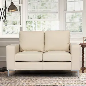 Baltic Faux Leather 2 Seater Sofa In Ivory