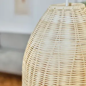 ValueLights Rattan Modern Rattan Basket Ceiling Pendant Light Shade In Natural Wicker Finish