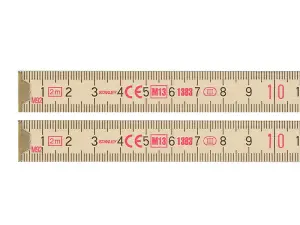 Stanley Tools 2M Wooden Folding Rule with Brass Joints for Precision Measuring