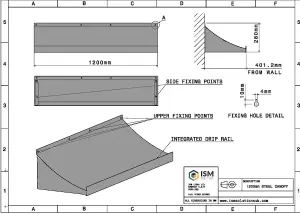 Steel Metal Door Canopy Roof Shelter Awning Shade Rain Cover Porch (1.2m wide) GREY