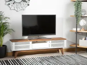 Beliani Rustic TV Stand White DETROIT