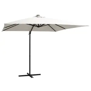 Berkfield Cantilever Umbrella with LED lights and Steel Pole 250x250 cm Sand