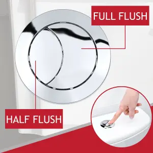 SPARES2GO Universal Toilet Cistern Dual Flush Push Button Kit for 20mm 40mm 50mm 60mm Lid Hole (Chrome Silver)