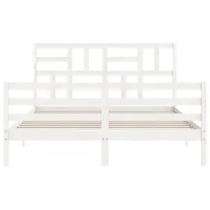 Berkfield Bed Frame without Mattress White King Size Solid Wood