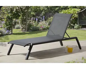 Garden Store Direct Anzio Aluminium Sun Lounger in Anthracite Grey