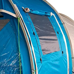 Outsunny 3-4 Persons Tunnel Tent, Two Room Camping Tent w/ Windows, Blue