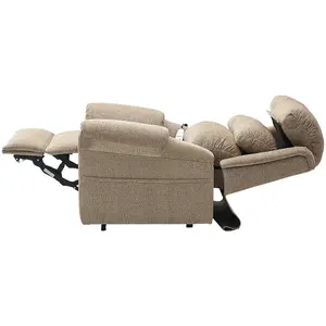 Dual Motor Rise and Recline Armchair - Waterfall Pillow Oatmeal Chenille Fabric