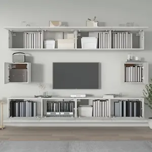 Berkfield 6 Piece TV Cabinet Set Concrete Grey Engineered Wood