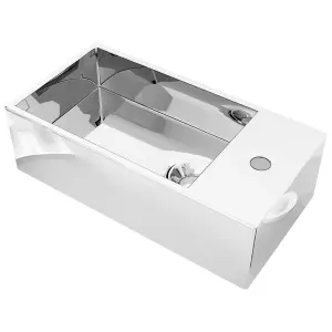 Berkfield Wash Basin with Overflow 49x25x15 cm Ceramic Silver