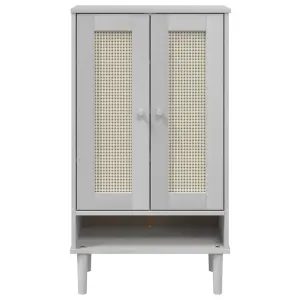 Berkfield Shoe Cabinet SENJA Rattan Look White 59.5x35x107 cm Solid Wood