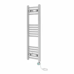 Rinse Bathrooms Electric Heated Towel Rail Curved Chrome Thermostatic Bathroom Towel Radiator with Timer - 1000x300mm