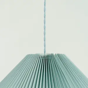 ValueLights Akira Blue Hanging Pendant Ceiling Light with Pleated Lampshade