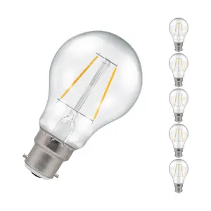 Crompton Lamps LED GLS 4.2W B22 Filament (5 Pack) Warm White Clear (40W Eqv)