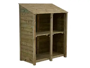 Wooden Premium Tongue & Groove Log Store (W-146cm, H-180cm, D-88cm) With Kindling Shelf