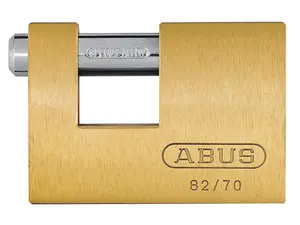 ABUS Mechanical 82/70mm Monoblock Brass Shutter Padlock Carded