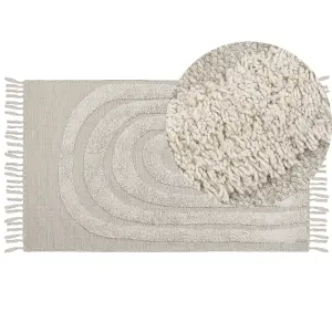 Cotton Area Rug 80 x 150 cm Light Beige HAKKARI