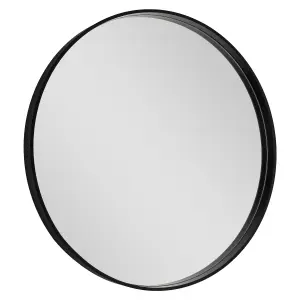 GoodHome Tisa Black Round Wall-mounted Bathroom Mirror (H)60cm (W)60cm