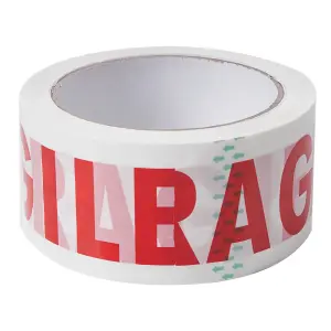 6 Rolls General Purpose Packing Parcel Tape, Caution Tape Fragile Printed 50mm x 60m