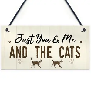 Red Ocean You Me And The Cats Sign Home Funny Crazy Cat Lady Sign Pet Lover Gift