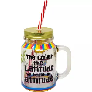 The Lower The Latitude Retro Glass Jam Jar With Straw Lid Novelty Xmas Gift