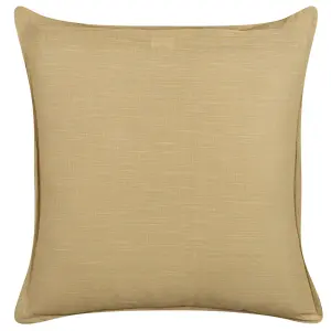 Set of 2 Cushions SUBULATA Linen 45 x 45 cm Solid Mustard