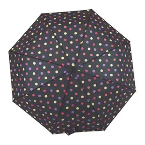 KAV Ladies Supermini Umbrella Compact Stylish Automatic Folding Umbrella - Rain and Sun Protection (NAVY WITH MULTICOLOUR SPOT)