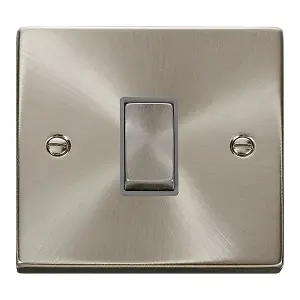 Satin / Brushed Chrome 10A 1 Gang 2 Way Ingot Light Switch - Grey Trim - SE Home