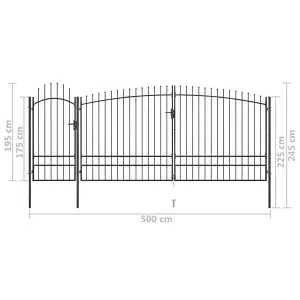 Berkfield Garden Fence Gate with Spear Top 5x2.45 m Black