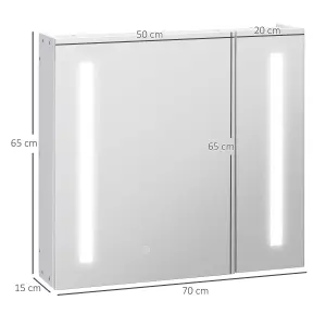 kleankin LED Illuminated Mirror Cabinet with Lights, Touch Switch, for Bathroom