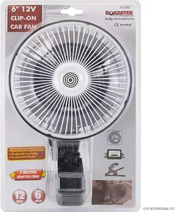 6 Inch 12v Clip On Car Oscillating Fan 2m Cable Speed Controller Truck Van Cooling