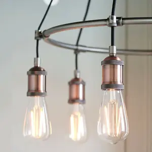 Multi Light Ceiling Pendant AGED COPPER 6 Lamp Industrial Chandelier Bulb Holder