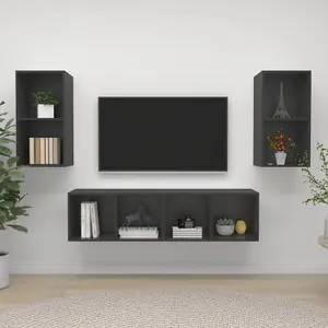 Berkfield Wall-mounted TV Cabinets 4 pcs Grey Engineered Wood