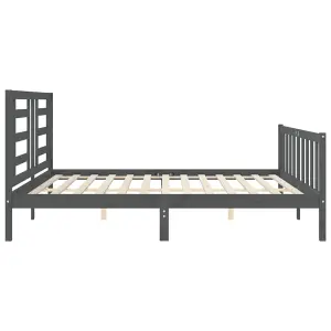 Berkfield Bed Frame with Headboard Grey 200x200 cm Solid Wood