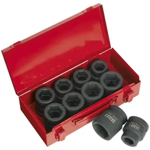 Premium 10 Piece Impact Socket Set - 1 Inch Drive - High Torque Chromoly Steel