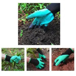 Ram 2 x Gardening Garden Lawn Plant Gloves Thorn Resistant Safety Gloves Pruning Digging Gloves With Rake