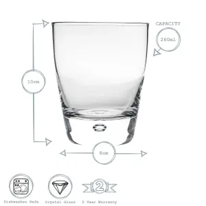 Bormioli Rocco - Luna Whisky Glasses - 260ml - Pack of 4