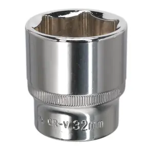 Sealey WallDrive Socket 32mm 1/2" Drive Fully Polished Professional SP1232