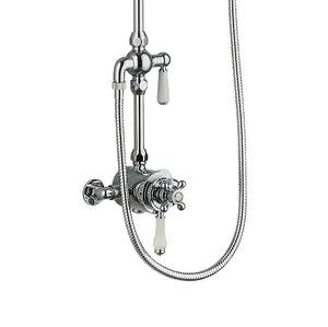 Gwen Traditional Chrome Grand Rigid Riser Shower Kit with Fixed Head & Handset