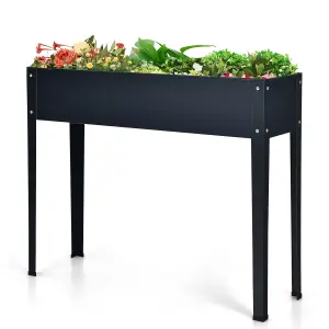 Costway Raised Garden Bed Outdoor Planter Box W/ Drainage Holes Galvanized Flower Stand