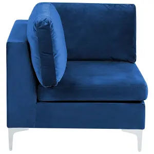 6 Seater U-Shaped Modular Velvet Sofa with Ottoman Blue EVJA